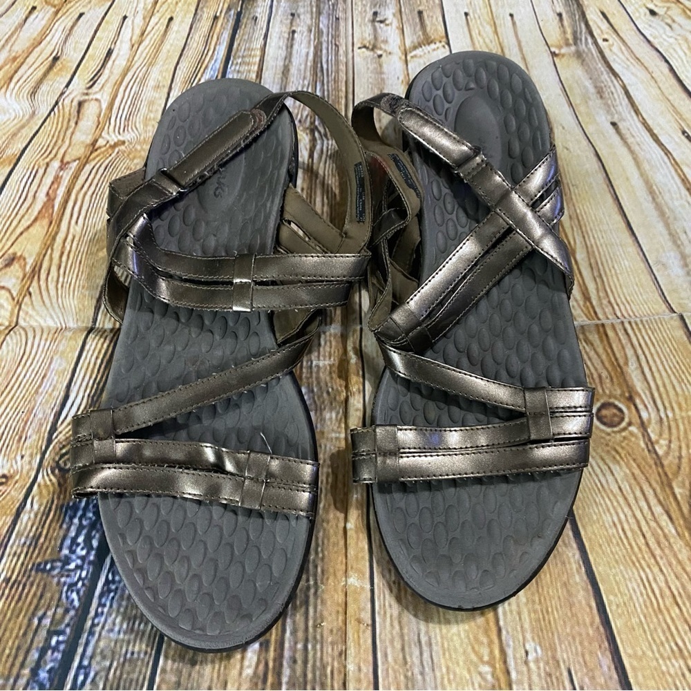Clarks Sonar Pilot Metallic Taupe Slip On Slingback Sandals Size 11